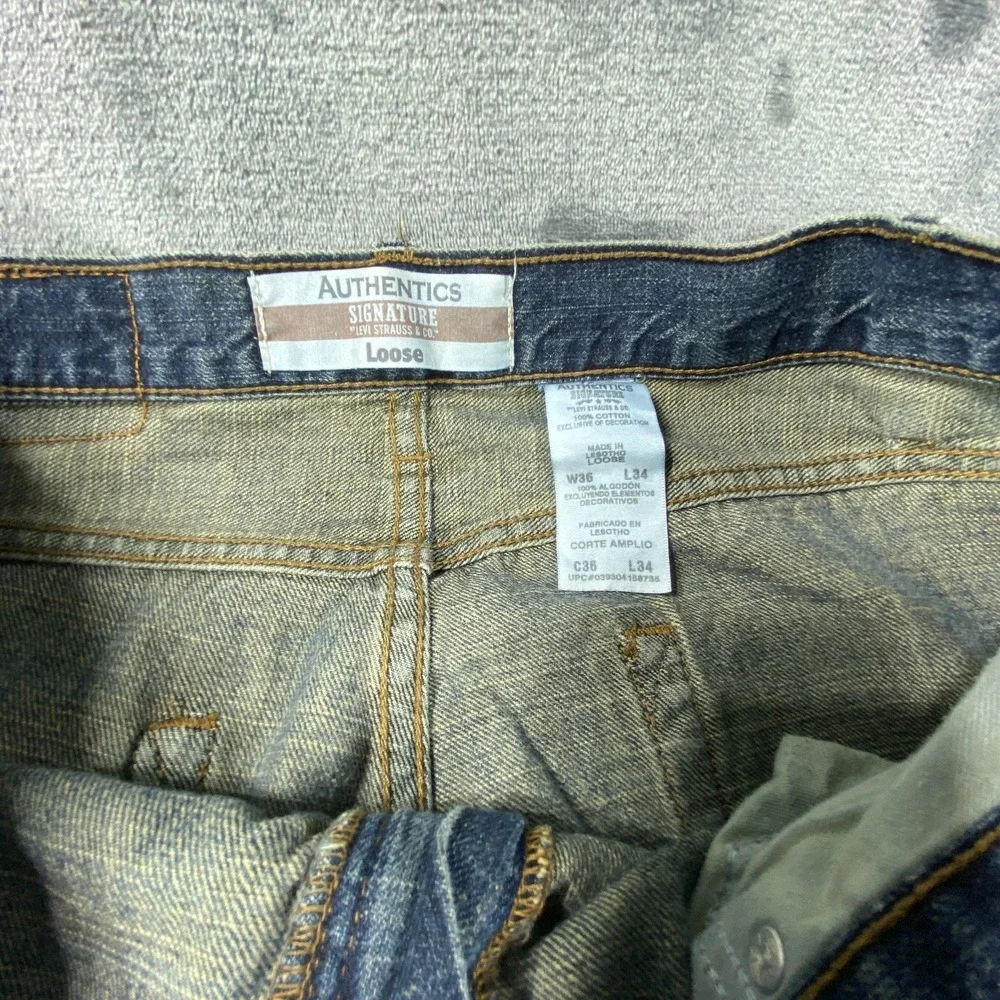 VTG‎ Levis Signature Jeans Men 36x32 Loose Fit Straight Stone Wash Denim Pants